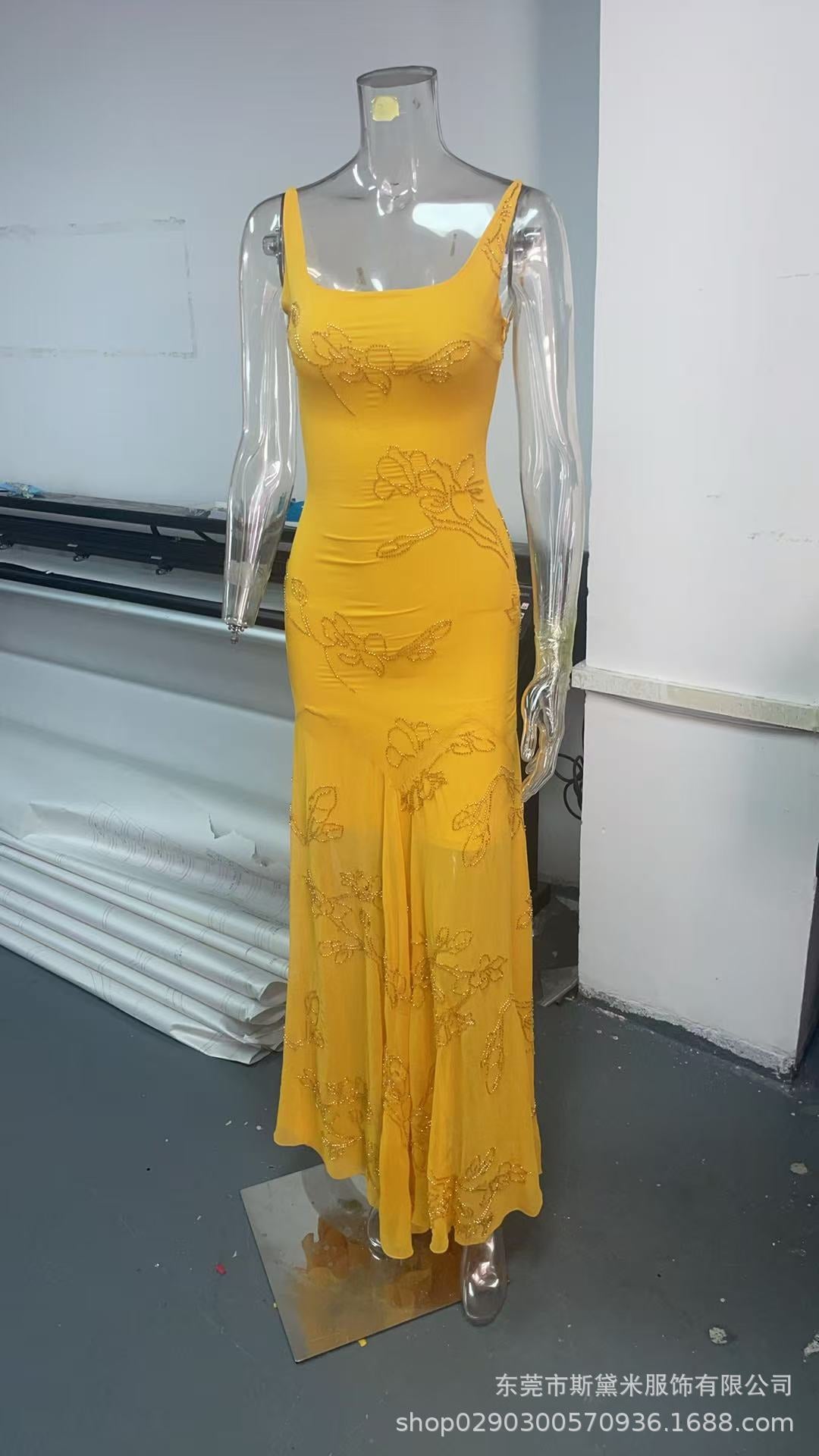 SDM189 Temperament Cross-border Spice Girl Suspender Long Dress Holiday Beach Dress Foreign Trade Supply Wholesale Dress