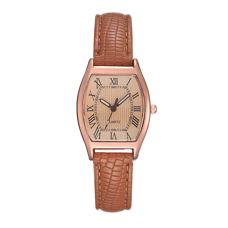 Wine barrel mirror minimalist alloy influencer live stream women's watch waterproof quartz casual square leather strap watch