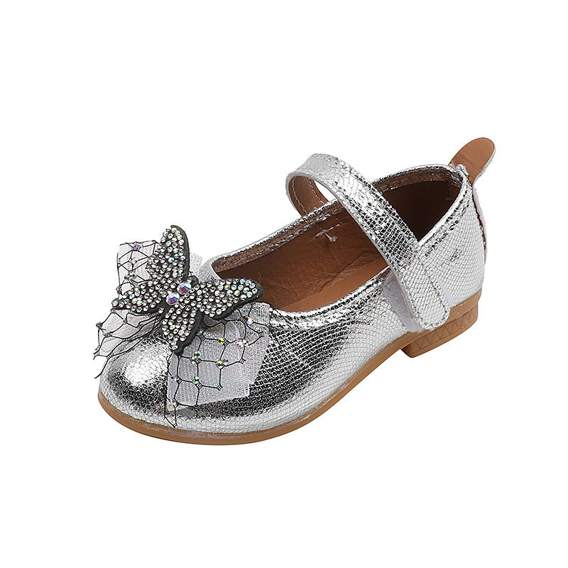 Girls' princess shoes - spring/autumn leather shoes for baby girls - children's shoes - bowknot flats - summer velcro princess style