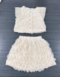 summer cross-border e-commerce 3d mesh wave patchwork top + skirt two-piece set girls' outfit