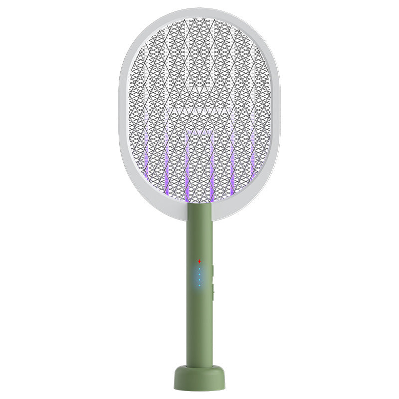 electric mosquito swatter and mosquito killer lamp two-in-one usb rechargeable 1800mah lithium battery outdoor mosquito swatter with bottom base wholesale