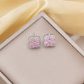 Tz-8187 silver pink zirconium earrings