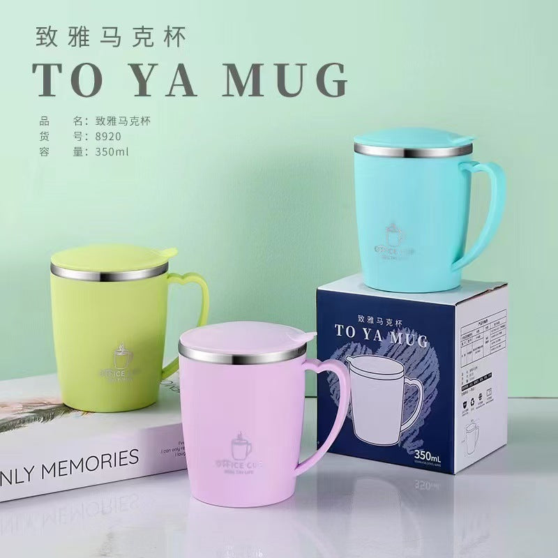 304 stainless steel water cup - korean style for women, students, office use, kids - drop-proof mug with lid - trendy ins couple cup