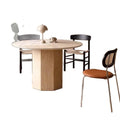 Nordic roman round table with travertine rock slab top, dining set for small spaces, retro high-end minimalist round dining table