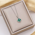 Tz-8187 silver green zirconium necklace