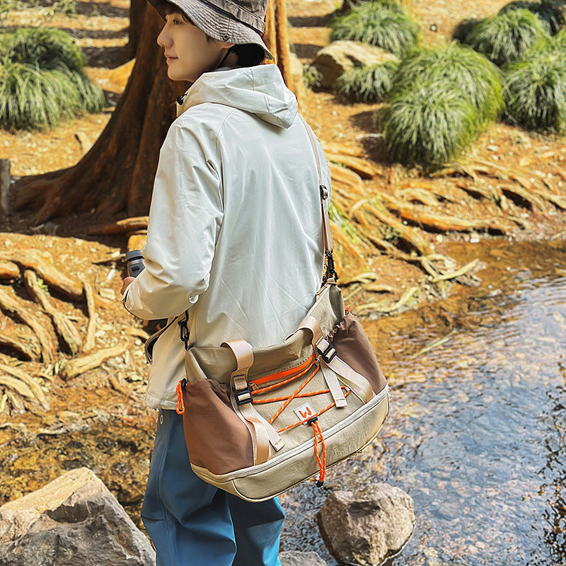Cross-border 2025 new lightweight shoulder bag men's and women's large-capacity solid color handbag outdoor sports Oxford cloth backpack