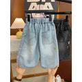 Cool summer tencel washed soft denim breathable soft waxy kids shorts