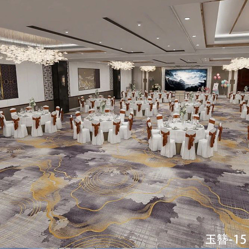 Custom carpets for hotel banquet halls, corridors, and aisles - fire-retardant, full-spread nylon printed carpets for restaurants and dining rooms