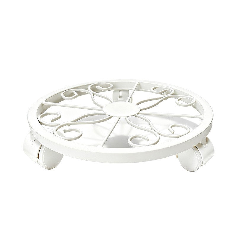 Metal movable flower pot tray wrought iron flower stand roller flower pot base universal wheel movable flower pot stand cross-border