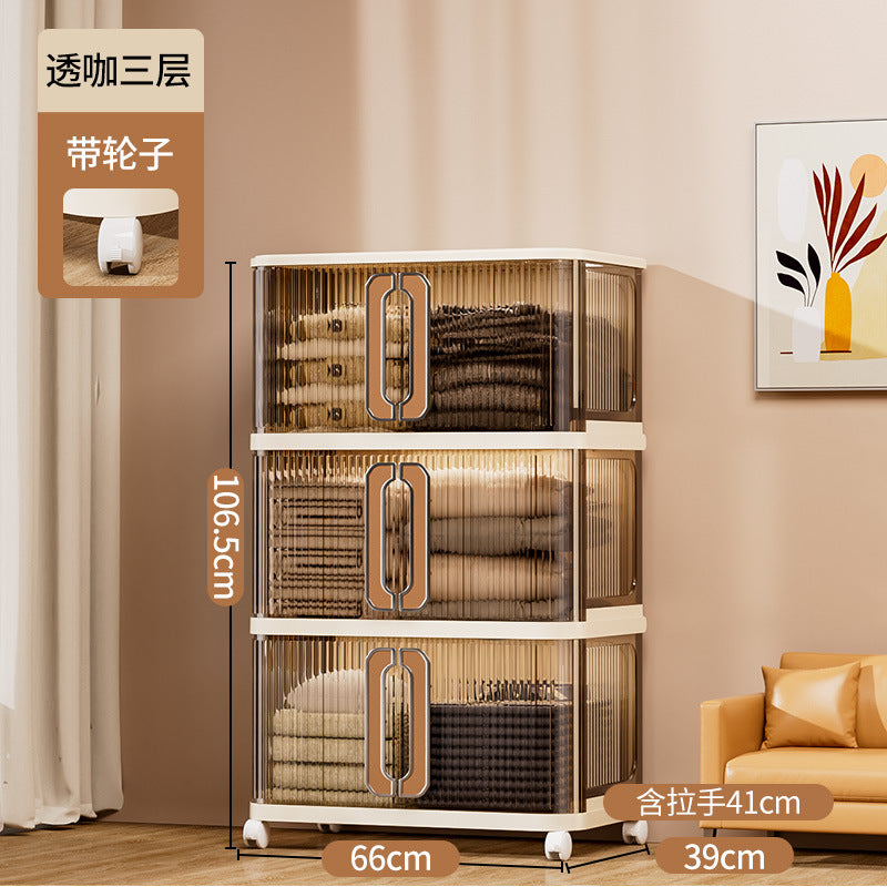 Large capacity cream wind storage cabinet quilt wardrobe free installation folding storage shelf storage box locker