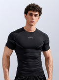 export custom seamless jacquard athletic short-sleeve men's quick-dry fitness training stretch slim-fit crew neck t-shirt for summer