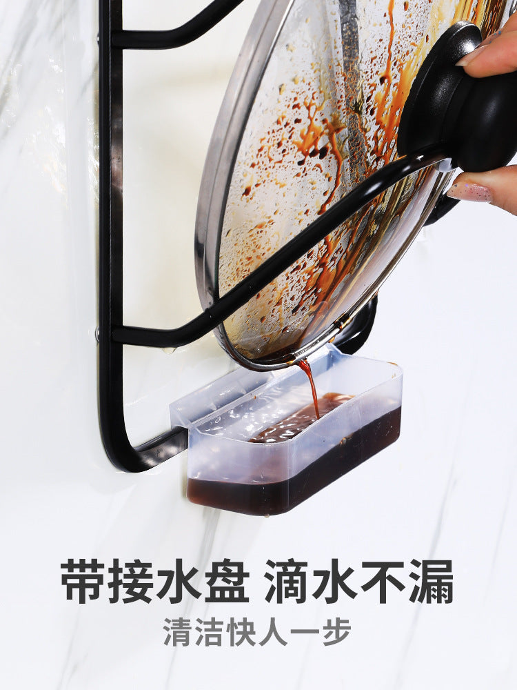 Pot lid rack Wall-mounted non-punching kitchen rack Multifunctional household storage rack Cutting board rack Multilayer cutting board rack