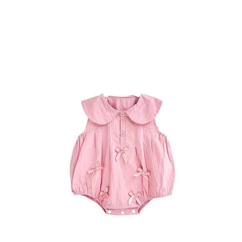 Baby girl's stylish princess-style triangle romper, sleeveless bodysuit for newborns and toddlers, lightweight summer clothing
