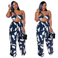 European and american cross-border women's clothing  set fashionable sexy tie-dye bandeau top and wide-leg pants two-piece set