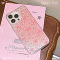 Center pink bow glue glitter suitable for iphone17promax mobile phone case apple 16 anti-fall protective cover