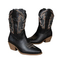Western cowboy boots women's  embroidered chunky heel mid-calf boots new retro cross-border foreign trade plus size equestrian boots wholesale