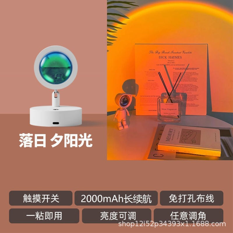 Five-head floor lamp with light and shadow projection - perfect for living room, bedroom, sunset & dawn ambiance, and popular live streaming background lighting