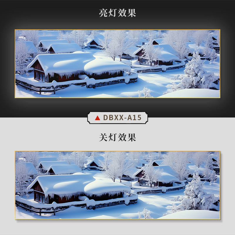 Farmyard Northeast Snow Scene Decorative Painting Rural Folk Scenery Wall Painting Iron Pot Stew Restaurant Light Box Hotel Hanging Painting