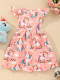 Kids' digital print flutter sleeve a-line dress - clearance sale