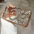Suitable for iphone17promax mobile phone case, high-end edge diamond magnetic glitter lens film, apple 15 protective cover