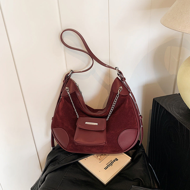 French niche bag women's 2025 popular new fashion design shoulder bag underarm bag retro contrasting messenger bag