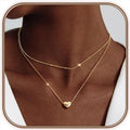 European and american cross-border hot-selling layered small fluffy heart pendant necklace heart classic simple versatile clavicle chain wholesale