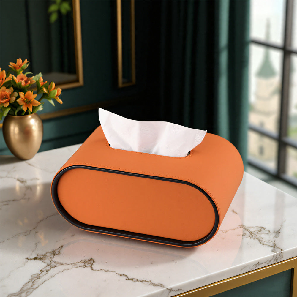 Oval tissue box, living room, high-end home dining room, creative light luxury coffee table, desktop remote control, storage and paper drawing