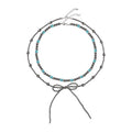 European and american cross-border jewelry amazon hot-selling bow necklace turquoise imitation pearl western cowboy style necklace