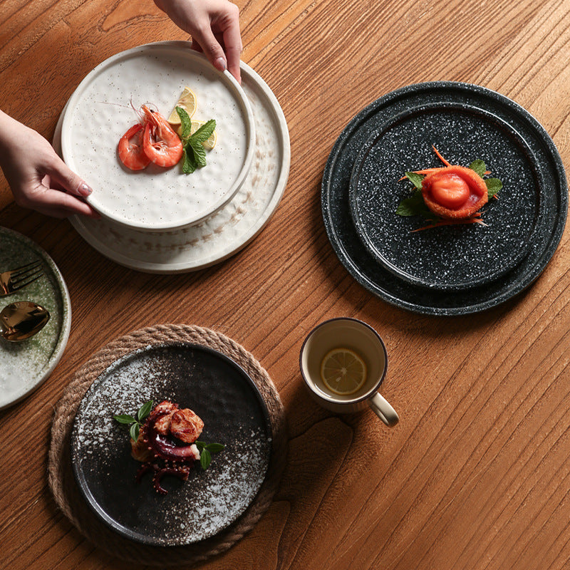 American new arrivalfashion creative ceramic steak plate stylish line ceramic western food plate with edge plate high appearance ins
