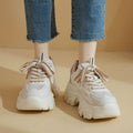Thick sole dad shoes for women 2025new arrivalsummer mesh breathable white shoescasual sports shoes for small people heightening women's shoes