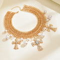 Pearl cross necklace wholesale european and american cross-border accessible luxury niche jewelry metal collar exaggerated clavicle chain for women