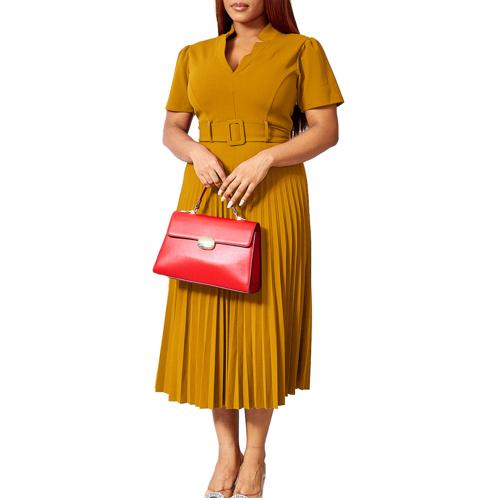 D563export cross-border women's summer new short-sleeved v neck pleated high waistfashionelegant waist african dress