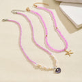 Wholesale sweater accessories necklace - european and american cross-border ins style shell alloy choker with purple seed bead layered necklace