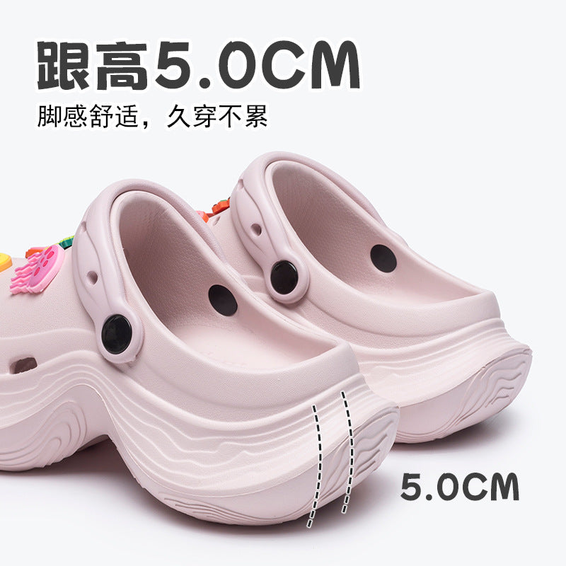 Spongebob squarepants thick sole goddess nightclub high heels crocs summer heightened toe beach sandals women's slippers
