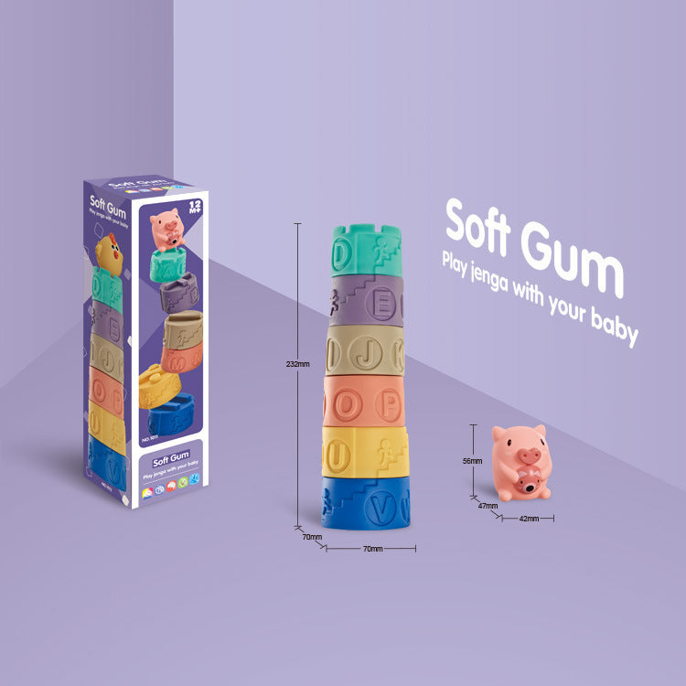 Cross-border South East Asia Infants and toddlers Early childhood education Enlightenment Soft rubber building block Stacking music Children's cognitive pinching toys