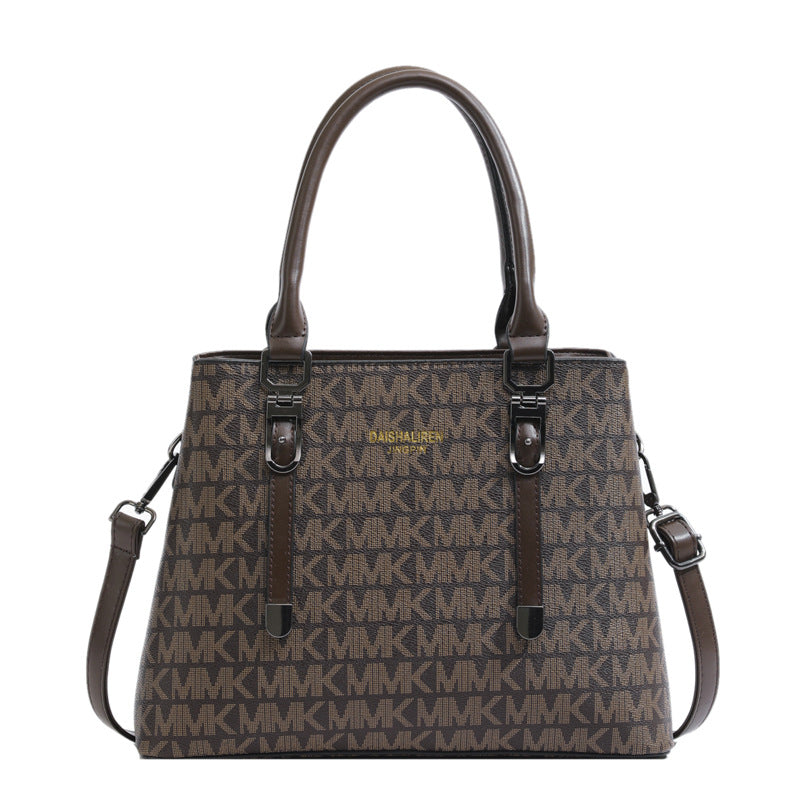 High-end women's bag 2025 new retro print tote bag niche design shoulder bag classic crossbody bag