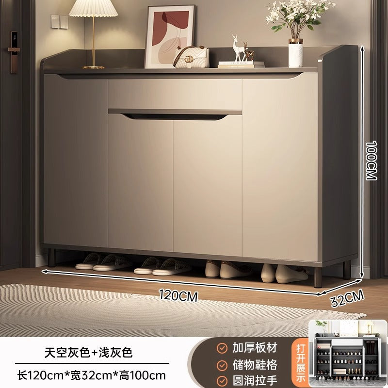 Shoe cabinet household door storage cabinet integrated against the wall simple door porch cabinet locker solid wood legs home shoe rack