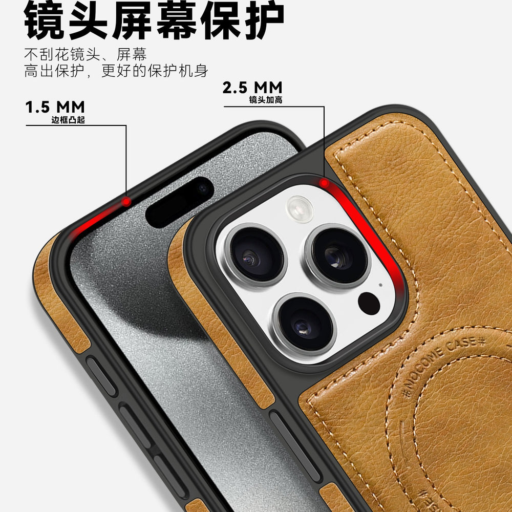 Leather stand foreign trade model compatible with iphone 16 phone case apple 17 pro max crystal shield magnetic protective cover 14