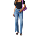 Amazon slit jeans women's new arrival stretch washed loose pants elegant commuterhigh waistjeans