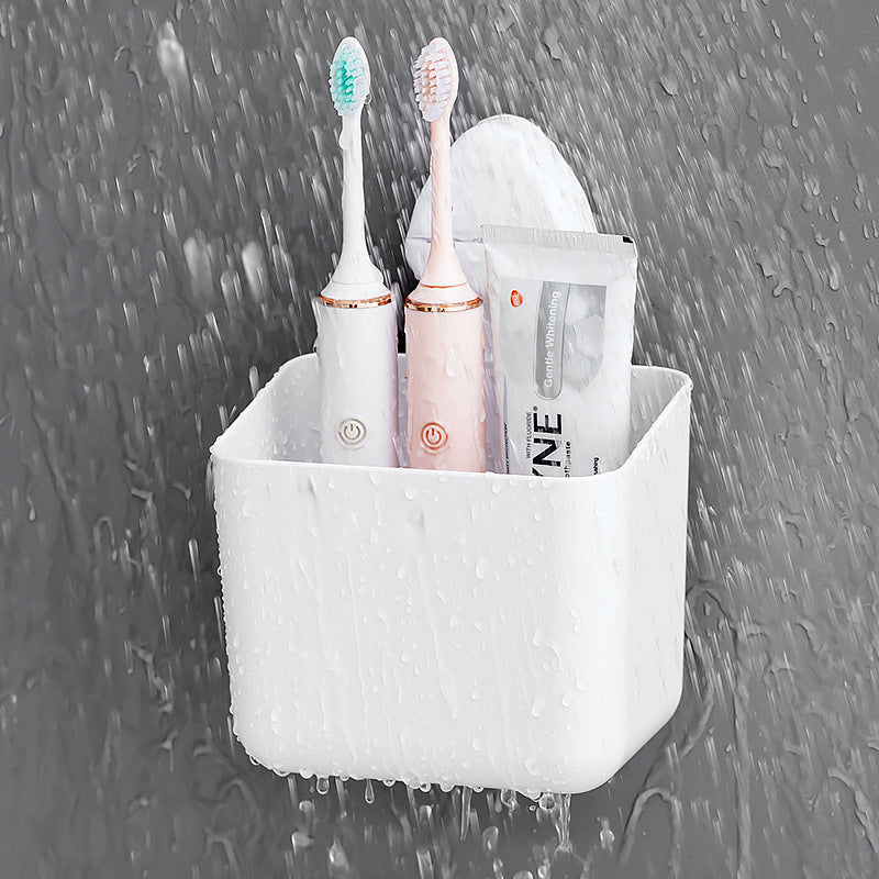 Household bathroom storage box Rectangle plastic suction cup Bathroom rack No punching suction cup wall-mounted storage box