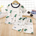 Kids' summer ice silk short-sleeve set - lightweight air conditioning suit for boys and girls, toddler and children's sleepwear, loungewear, and children's clothing