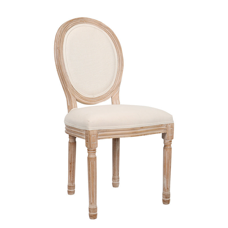 cream style dining chair comfortable cotton and linen back dining table chair for home dining room chair scandinavian solid wood chair