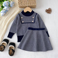 Autumn/winter new korean style girls' sweater set - little girl's simple plaid long-sleeve knit top and skirt two-piece outfit