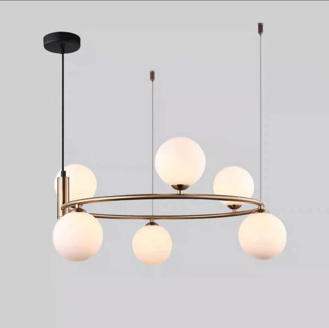 Stylish, simple and creative Nordic circular bedroom light New Chinese hotel showroom model room Home living room chandelier