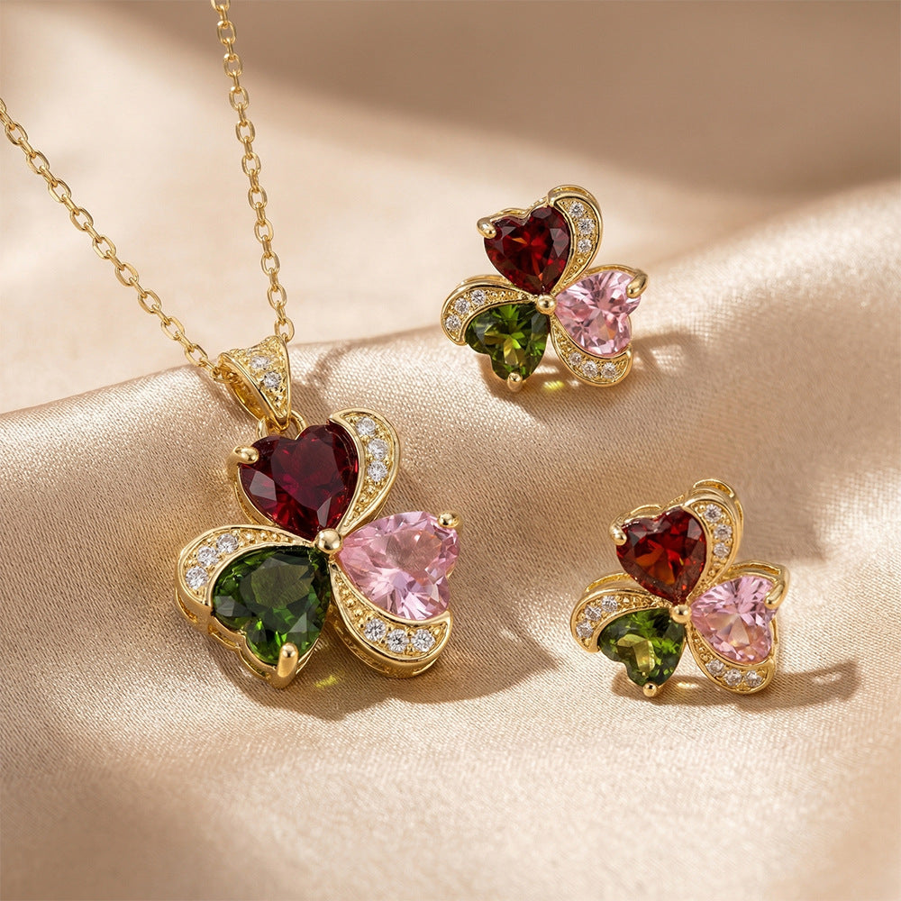 accessible luxury hot-selling new arrival copper inlaid zirconium flower necklace for women accessible luxuryfashion non-fading earrings clavicle chain accessories