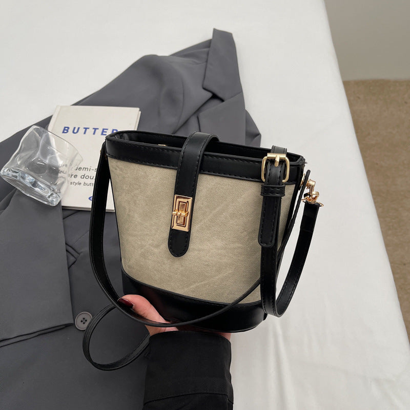 ins texture handbag women's 2025 new fashion small bag retro bucket bag shoulder bag messenger bag