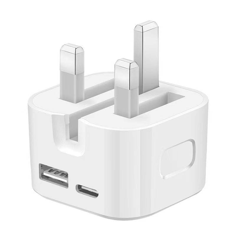dual-port a+c fast charging 35w british standard charger suitable for apple 8-17 mobile phone foldable british standard charging head