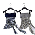 Sweet and spicy girl sexy style contrast colorstripestube top suspender women's summer silmtie back waist elegant vestoutwear
