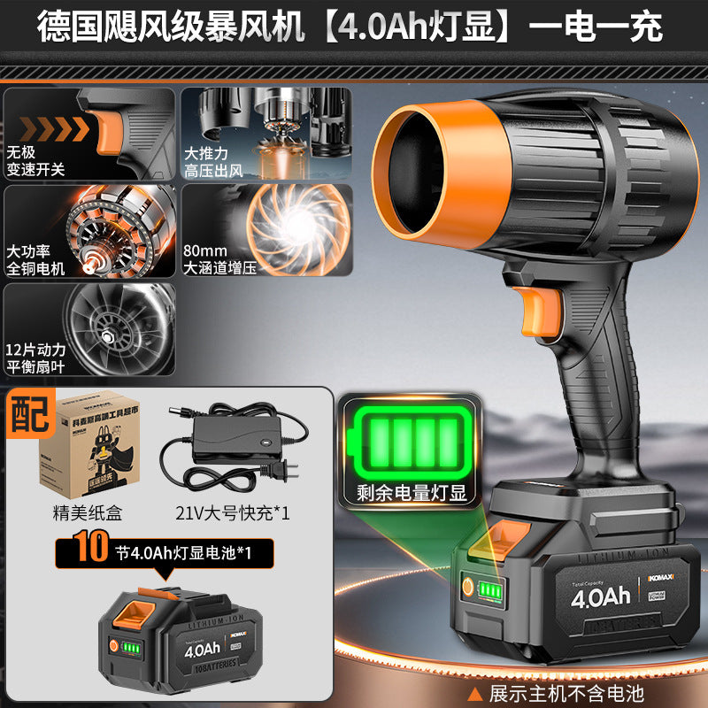 High-power industrial-grade blower with turbine fan – powerful air blower for dust, leaves, and snow removal (lithium battery powered)