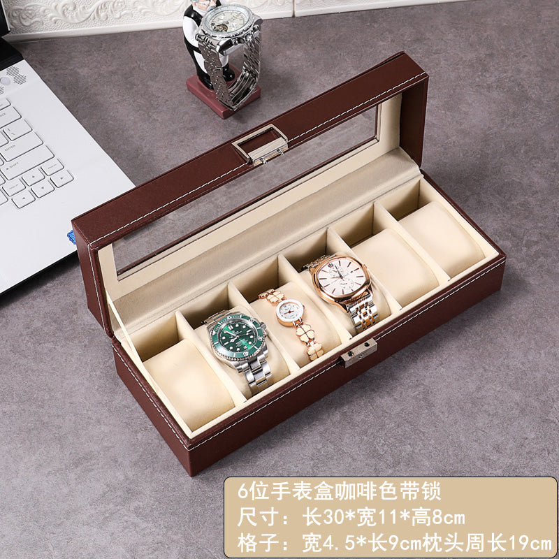 New double-layer 20-digit watch box with sunroof watch jewelry storage box bracelet box large-capacity watch collection box